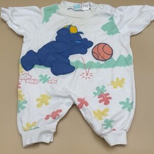 Bright Future Baby Romper 0-3 Months Basketball Bear Floral Vintage 90s 71356